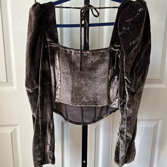 NEW FREE PEOPLE VELVET LONG SLEEVE TOP - Picture 8 of 11